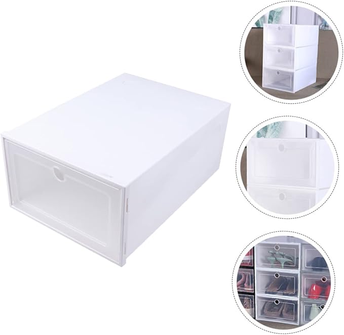 Alipis 6pcs Transparent Stackable Shoes Organizer Space-saving Breathable Design Material for Closet Home Storage
