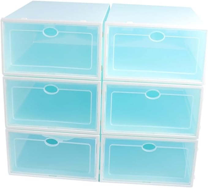 6pcs Shoe Organizer Space Saver Thicken Shoe Boxes Storage Bin Lids for Closet and Entryway