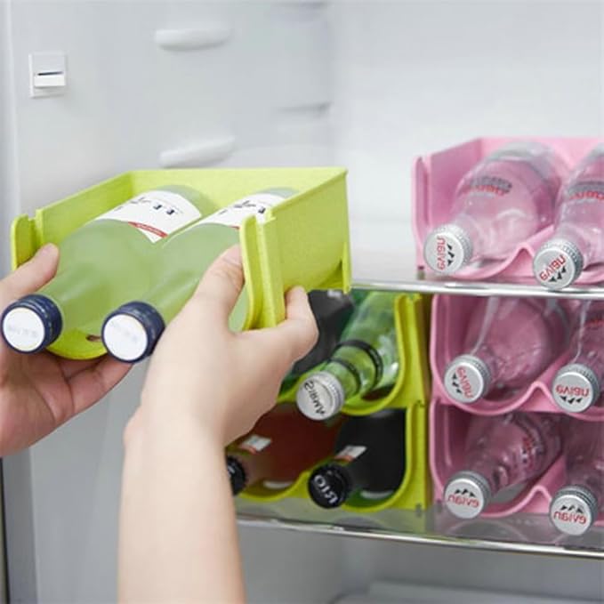 Amosfun Stackable Wine Rack Soda Can Organizer for Refrigerator, Cabinet, Countertop,Wine Bottle Holder 2 Pack