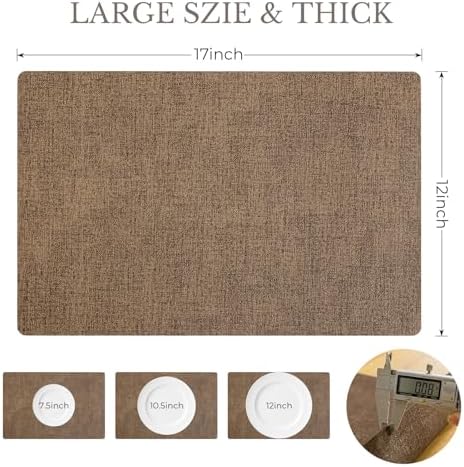 Romanstile Faux Leather Vinyl Placemats Set of 6, Brown - Image 6