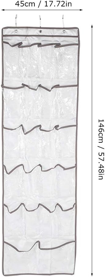 Over the Door Shoe Organizer Rack, Hanging Storage Bag with 22 Pockets, Oxford Cloth Space Saver with Transparent PVC Window for Shoes Toys Stationery, Foldable Door Hanging Organi