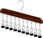 10-Clip Hanging Closet Organizer, Space Saving Pants Hanger with Adjustable Clips, Multi-Layer Garment Rack for Ties, Scarves, Belts, Clothes Storage(1*Vintage)