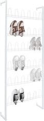 6 Tiers Metal Hanging Shoe Rack for 18 Pairs, Space-Saving Shoe Storage Shelf, Wall Mounted Shoe Organizer Tower for Entryway, Home, Retail Stores (White)