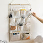Wall Hanging Organizer with Pockets, Over Door Storage Organizer with Wooden Rod, Multi Pocket Fabric Wall Organizer for Bedroom Bathroom Closet Door, Space Saving Hanging Storage Bag (5)