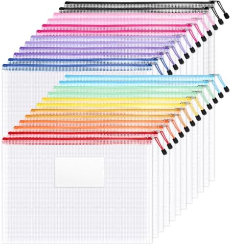 Sooez 24 Pack Super Large Mesh Zipper Pouch Bags, B4 (15.6×11.2 in) by Sooez