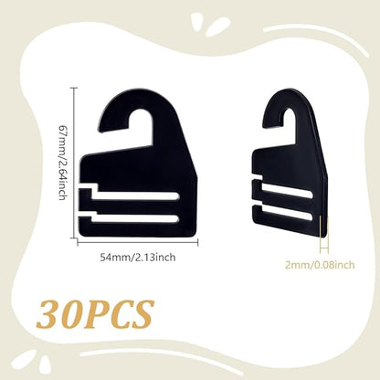 AHANDMAKER 30Pcs Black Tie Hanger, Necktie Holder Organizer for Retail Display Closet Storage Space Saving Plastic Neck Tie Hook Hangers for Men Women Ties Belts Scarves, 2.1x2.6 Inches