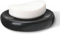 Natural Marble Soap Dish, Round Black Jewelry Dish 4.5 inch, Limestone Shower Soap Holder, Modern Stone Sponge Holder with White Stripe, Obsidian Bar Soap Saver Tray for Bathroom, Kitchen