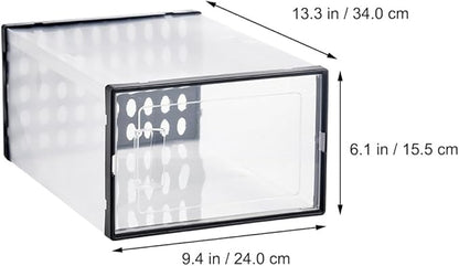 TIDTALEO Shoe Storage Boxes 3pcs 34X15.5X24Cm Plastic Shoe Organizer Dustproof Moisture Resistant for High-Top Sneakers and Boots Home Closet