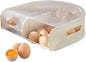 Stackable, Clear Plastic Egg Container with Lid - Rolling Refrigerator Organizer Bins for Eggs