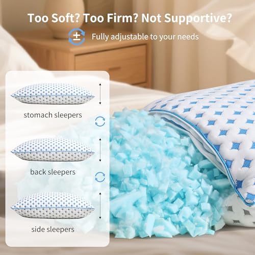 King Pillow 1 Pack, Cooling Shredded Memory Foam Pillow - Image 6