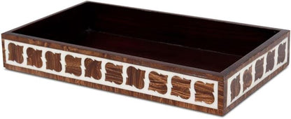 Handicrafts Home wood small tray, 10x6 Towel Tray, Guest Towel Holder, Decorative Napkin Holder, Bathroom Countertop Storage,Handmade Rectangular Vanity Tray for Bathroom Countertop-Yinyang collection