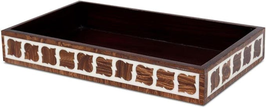 Handicrafts Home wood small tray, 10x6 Towel Tray, Guest Towel Holder, Decorative Napkin Holder, Bathroom Countertop Storage,Handmade Rectangular Vanity Tray for Bathroom Countertop-Yinyang collection