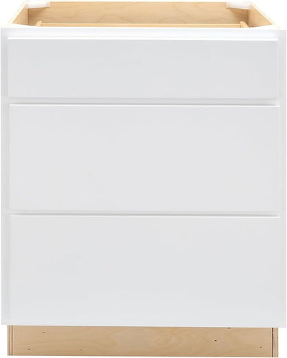 Quicklock RTA (Ready-to-Assemble) | Base Kitchen Cabinets - Shaker Style | Made in America (Pure White, 36" Wx34.5 Hx24 D 3 Drawer)
