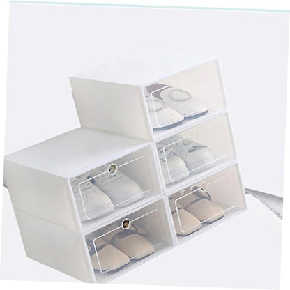 12pcs Stackable Thickened Plastic Shoes Storage Boxes with Lids Large Size White Shoe Organizer Containers for Closet and Home Storage