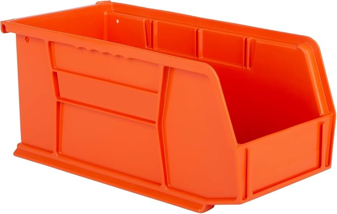 Hudson Exchange 11" x 5-1/2" x 5" (6 Pack) Plastic Stackable Storage Bin and Hanging Container, Orange