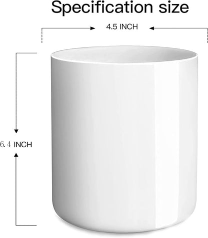 LATCHHOOK White utensil holder for Countertop, Glossy White Ceramic Utensil Holder for Kitchen Counter Easy to Clean, Modern Small Cooking Utensil Holder Spatula Crock for Décor, 4.5×6.4 IN