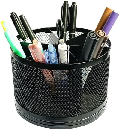 SETTFRFE Mesh Rotating Pen Holder for Desk, Black, 6-Slot by SETTFRFE