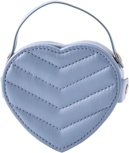 CASEGRACE Small Travel Jewelry Case, Elegant Heart Shaped Design with Detachable Handle,Portable Jewelry Organizer Box for Necklace Rings Earrings,Jewelry Storage for Women Girls (Blue)