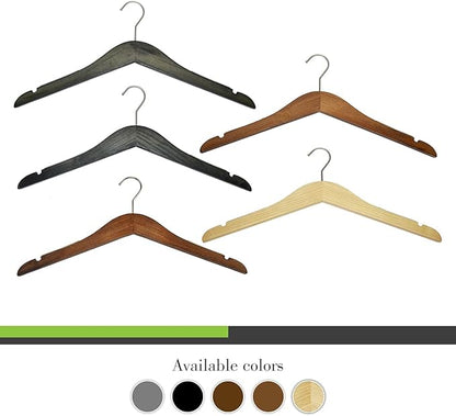 Slim Luxe Wood Top Hangers, Heavy Duty Pants Hangers, Skirt Hangers, Coat Hangers- Clothes Hangers - Non Slip, Slim and Space Saving Hanger. (Natural, 100)