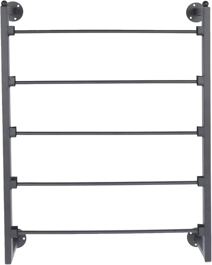 5-Tier Wall Mounted Scarf Display Rack, 23.6 x 29.5in Metal Scarf Holder, Commercial Hijab Organizer Stand, Space Saving for Retail Stores, Boutiques, Home (Black)