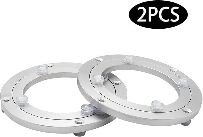 2Pcs 140mm / 5.51" Aluminum Alloy Lazy Susan Turntable Bearings, 6" Round Rotating Bearing Turntable Base(Base Only), for Kitchen Storage, Corner Shelves, Book Rack