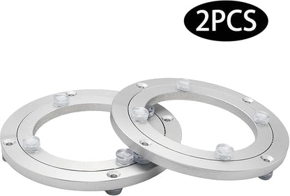 2Pcs 140mm / 5.51" Aluminum Alloy Lazy Susan Turntable Bearings, 6" Round Rotating Bearing Turntable Base(Base Only), for Kitchen Storage, Corner Shelves, Book Rack