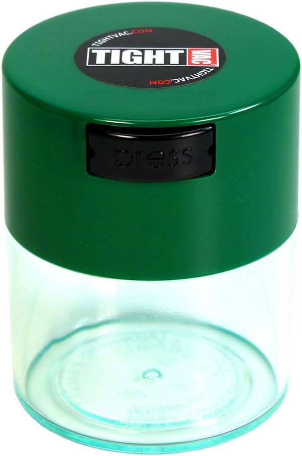 Tightvac - Premium Airtight Herb Storage Container - Holds ½ oz to 3 ounces - Keep Your Herbs and Dry Goods Fresh and Flavorful. Clear Green