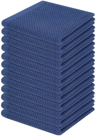 Homaxy 100% Cotton Waffle Weave Kitchen Dish Cloths 12-Pack, Navy Blue by Homaxy