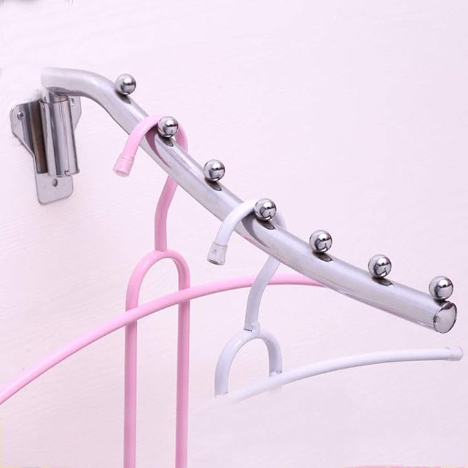 2 Pack Wall Mounted Folding Clothes Hanger Rack, Folding Hanger Detachable Sturdy Swing Arm Coat Hanger Stainless Steel Clothes Hook Closet Rod Clothing Holder Drying Racks for Bathrooms Laundry Room