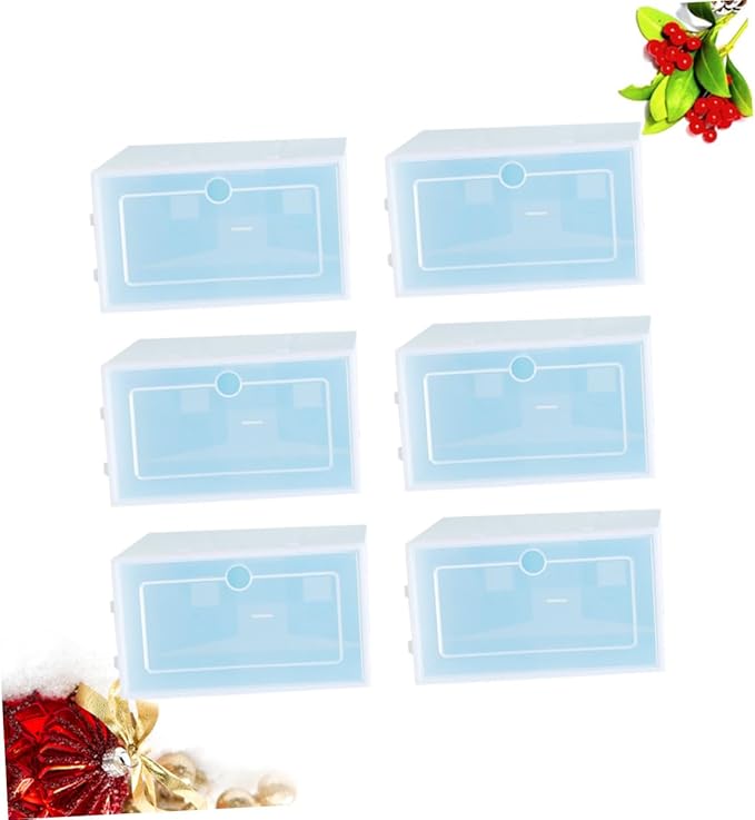 6PCS Stackable Transparent Shoes Storage Box Large Blue Thicken Plastic Shoe Organizer for Closet Entryway Under Bed Storage Container
