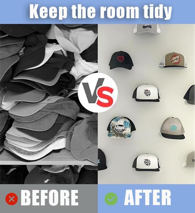 Baseball Hat Holder for Wall (White-10)