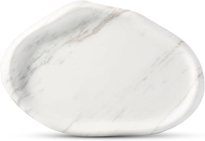Koville Luxurious Natural White Marble Vanity Tray, Cloud Shape Serving Stone Key Tray for Home Decor, 10" x 7" Marble Storage Trays for Bathroom, Stone Plate Holder for Perfume, Candle and Jewelry