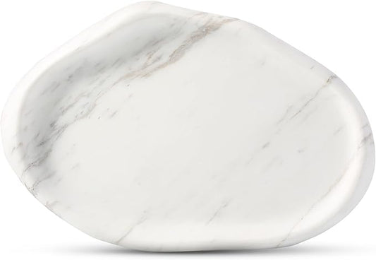 Koville Luxurious Natural White Marble Vanity Tray, Cloud Shape Serving Stone Key Tray for Home Decor, 10" x 7" Marble Storage Trays for Bathroom, Stone Plate Holder for Perfume, Candle and Jewelry