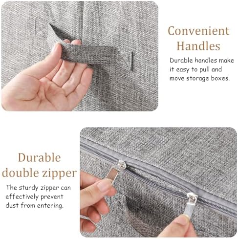 Underbed Storage Boxes with Zippers,15.7x11.8x7.8in,Grey,2 Pack - Image 6