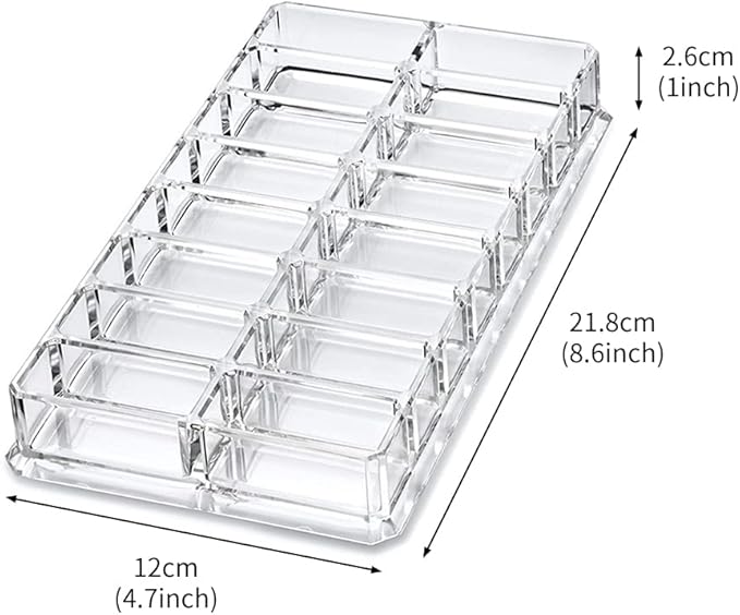 Eforcase Clear Acrylic Makeup Compact Organizer, 16 Grids Makeup Storage Organizers, Eyeshadow Pallet Storage for Lipstick Cosmetic Display Case Lipstick Organizer for Vanity