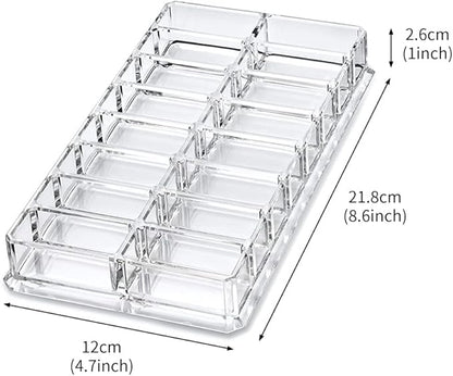 Eforcase Clear Acrylic Makeup Compact Organizer, 16 Grids Makeup Storage Organizers, Eyeshadow Pallet Storage for Lipstick Cosmetic Display Case Lipstick Organizer for Vanity