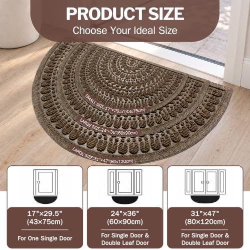 RORA Half Circle Door Mat Front Door Mat Outside Entrance Welcome Mat 17x30 - Image 2