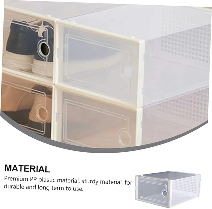 2PCS Transparent Stackable Shoe Storage Boxes Plastic Drawer Style Shoe Organizer for Dormitory and Neat Closet Storage