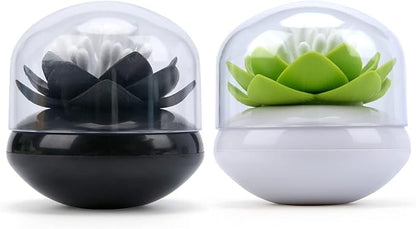 Bloss 2 Pack Louts Qtip Holder Dispener Holder Cotton Swabs Bud For Cotton Swab Toothpicks Bathroom Decor - (Green + Black)