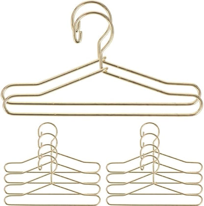 Abaodam 10pcs Mini Hanger Wire Hangers Dress Outfit Holders Mini Doll Coat Hanger Baby Dolls Baby Closet Hangers Gold Black Doll Playhouse Metal Wardrobe Fashion Toddler, Golden