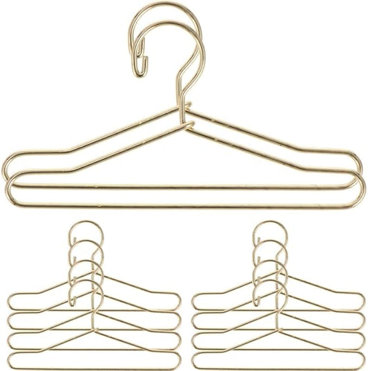 Abaodam 10pcs Mini Hanger Wire Hangers Dress Outfit Holders Mini Doll Coat Hanger Baby Dolls Baby Closet Hangers Gold Black Doll Playhouse Metal Wardrobe Fashion Toddler, Golden