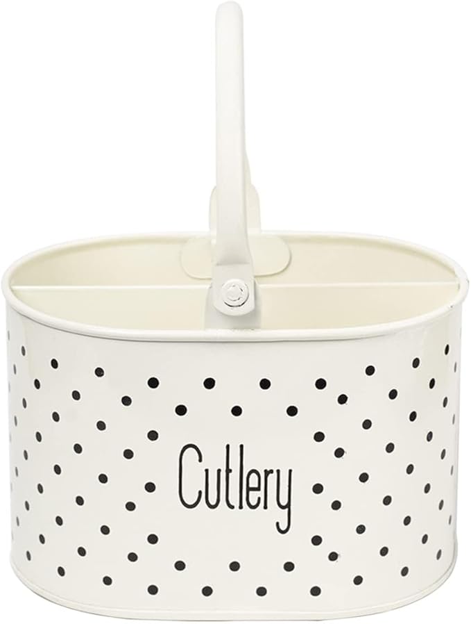 Metal Self Draining Tableware Storage Box - Spoon, Knife, Fork, Chopstick, Cutlery Holder Kitchen Organizer Stand Dining Multifunctional Stand Drawer Organisers, (Off-White)