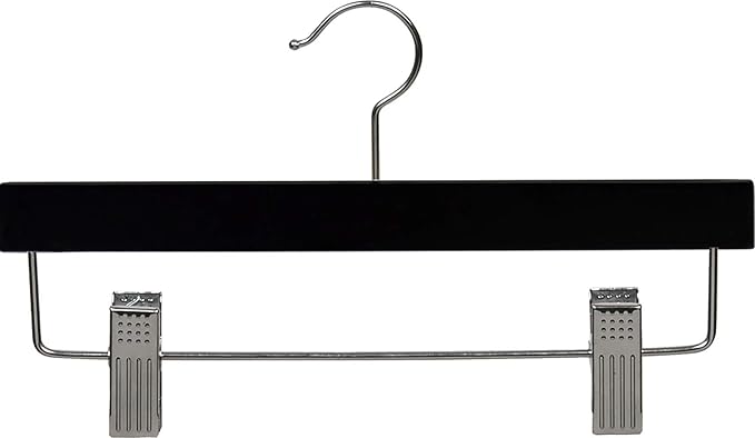 Kids Black Finish Bottom Hanger with Clips in 11" Length X 5/8" Thick with Chrome Hardware, Box of 50