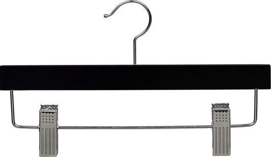 Kids Black Finish Bottom Hanger with Clips in 11" Length X 5/8" Thick with Chrome Hardware, Box of 100