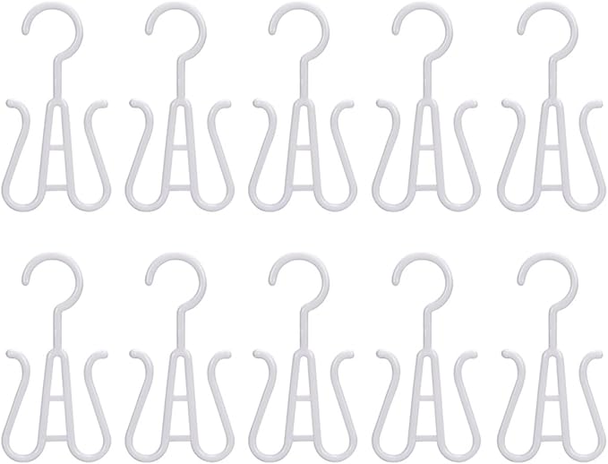 SHERCHPRY 10pcs White Plastic Shoe Hanging Organizer Hooks Double Hook Design Sturdy Shoe Drying Rack for Closet Boot and Slipper Storage