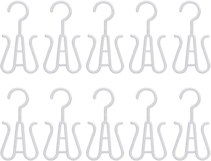 SHERCHPRY 10pcs White Plastic Shoe Hanging Organizer Hooks Double Hook Design Sturdy Shoe Drying Rack for Closet Boot and Slipper Storage