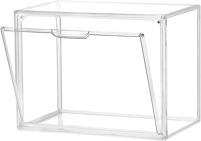 QWORK Stackable Plastic Closet Storage Container Shoebox - Clear Versatile Organizer for Shoes and Bags, 14x8.6x10.6 inches