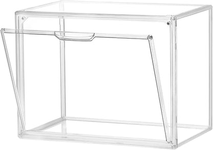 QWORK Stackable Plastic Closet Storage Container Shoebox - Clear Versatile Organizer for Shoes and Bags, 14x8.6x10.6 inches