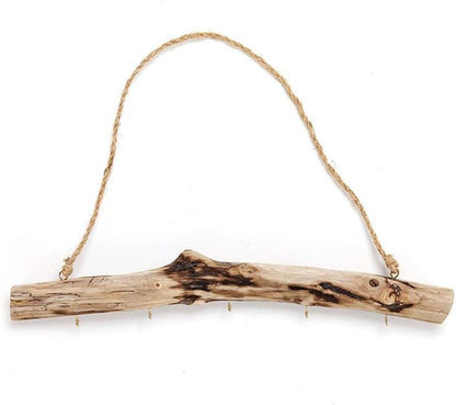 Vintage Driftwood Storage Hanging Rack Jewelry Door Hook Household Wall Holder Rack Crafts - Wooden Color