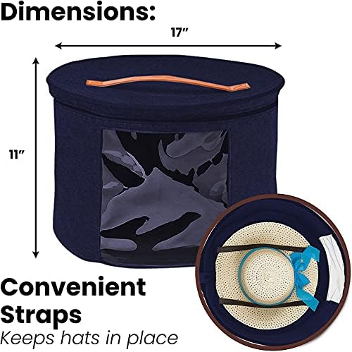 Hat boxes for Women Storage Large Round Blue 17 x 11
